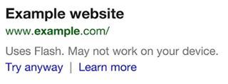 Google's New Search Warning for device Incompatibility