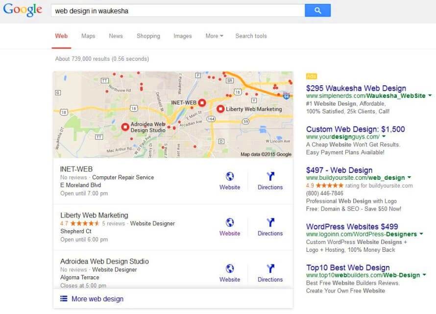 Google New three-pack for Local Search